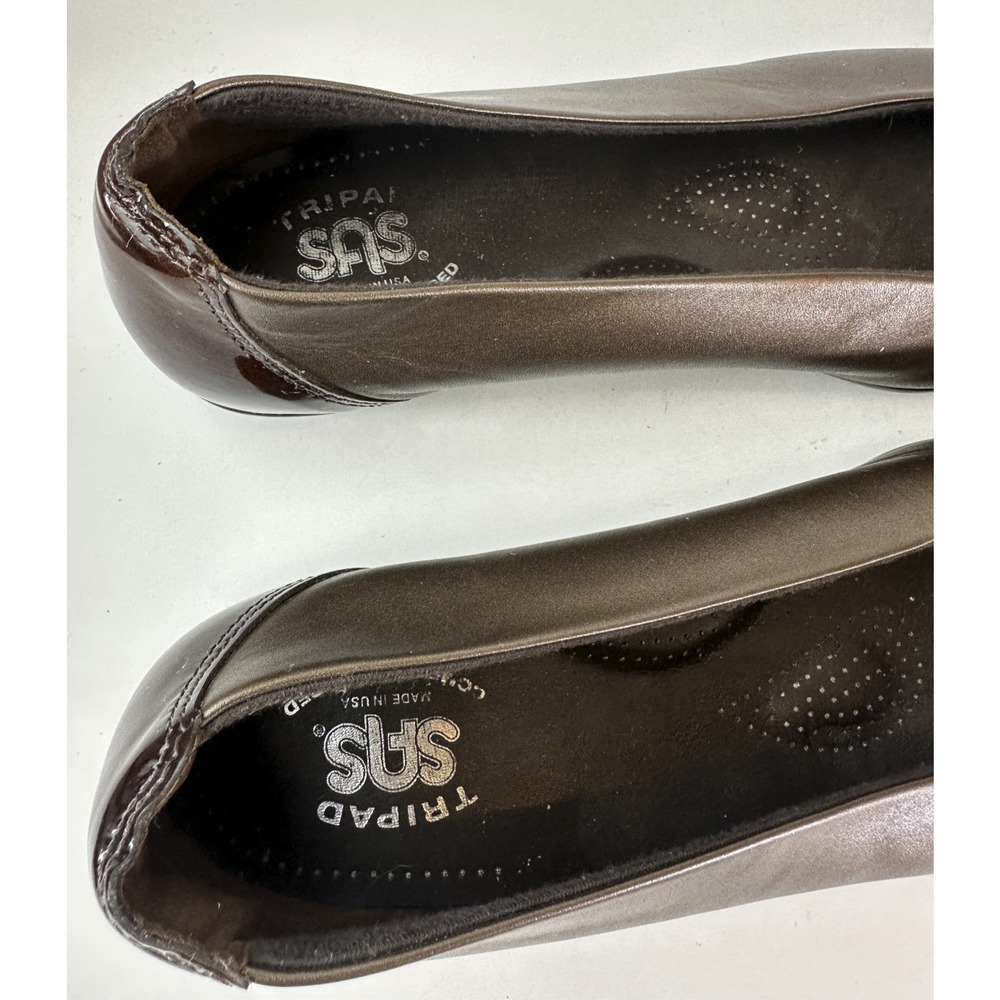 SAS Coco Slip On Flat Loafer Shoes Patent Leather Cap Toe Bronze 10 N Narrow - Picture 11 of 15